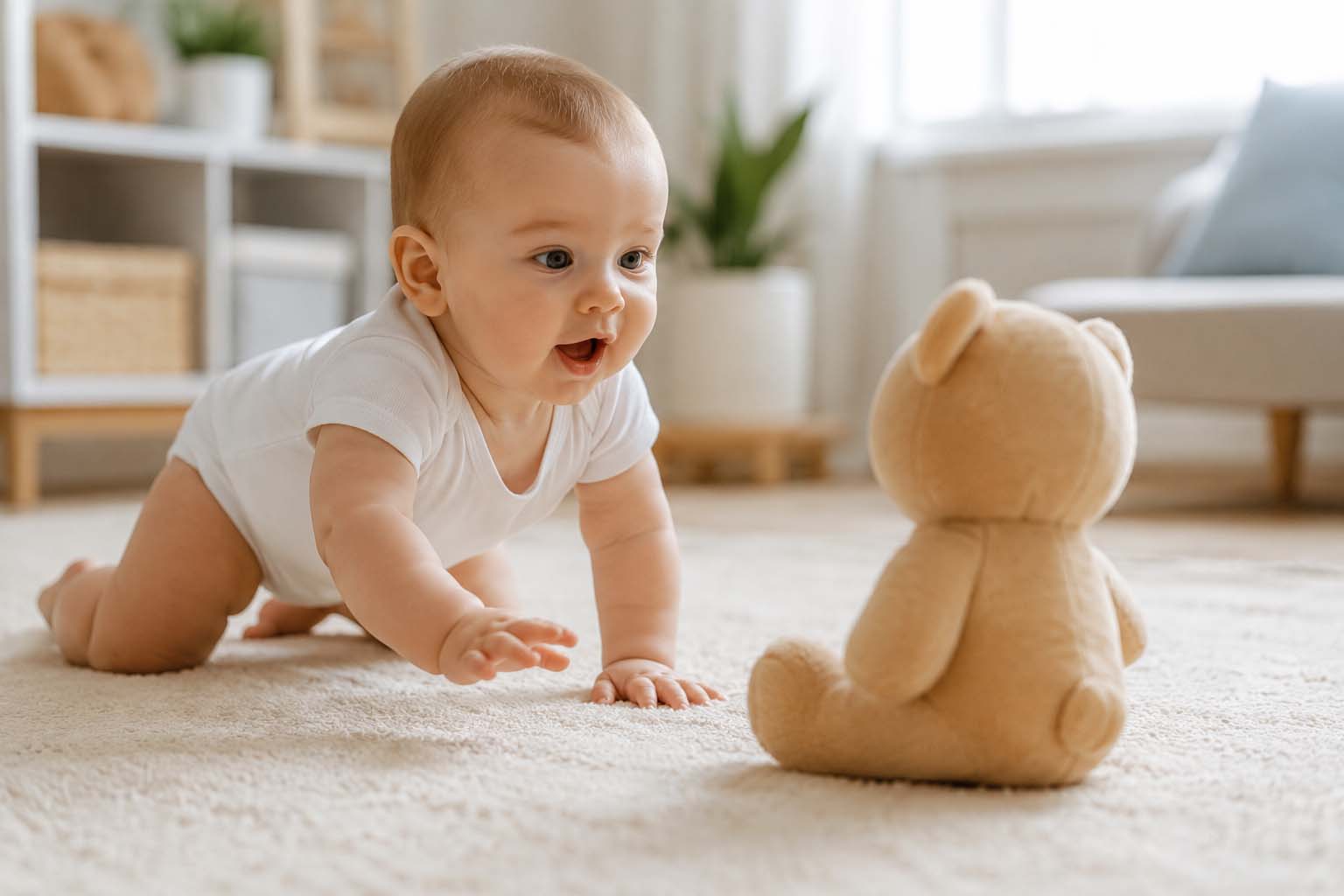 7 ve 8 Aylık Bebek Gelişimi: Emekleme ve İlk Sesler