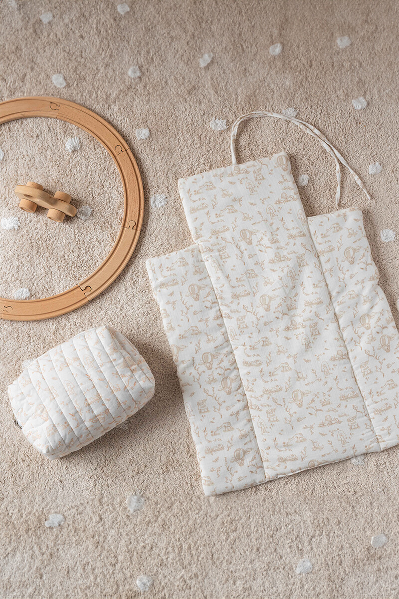 Diaper Changing Set - Toile De Jouy / Beige