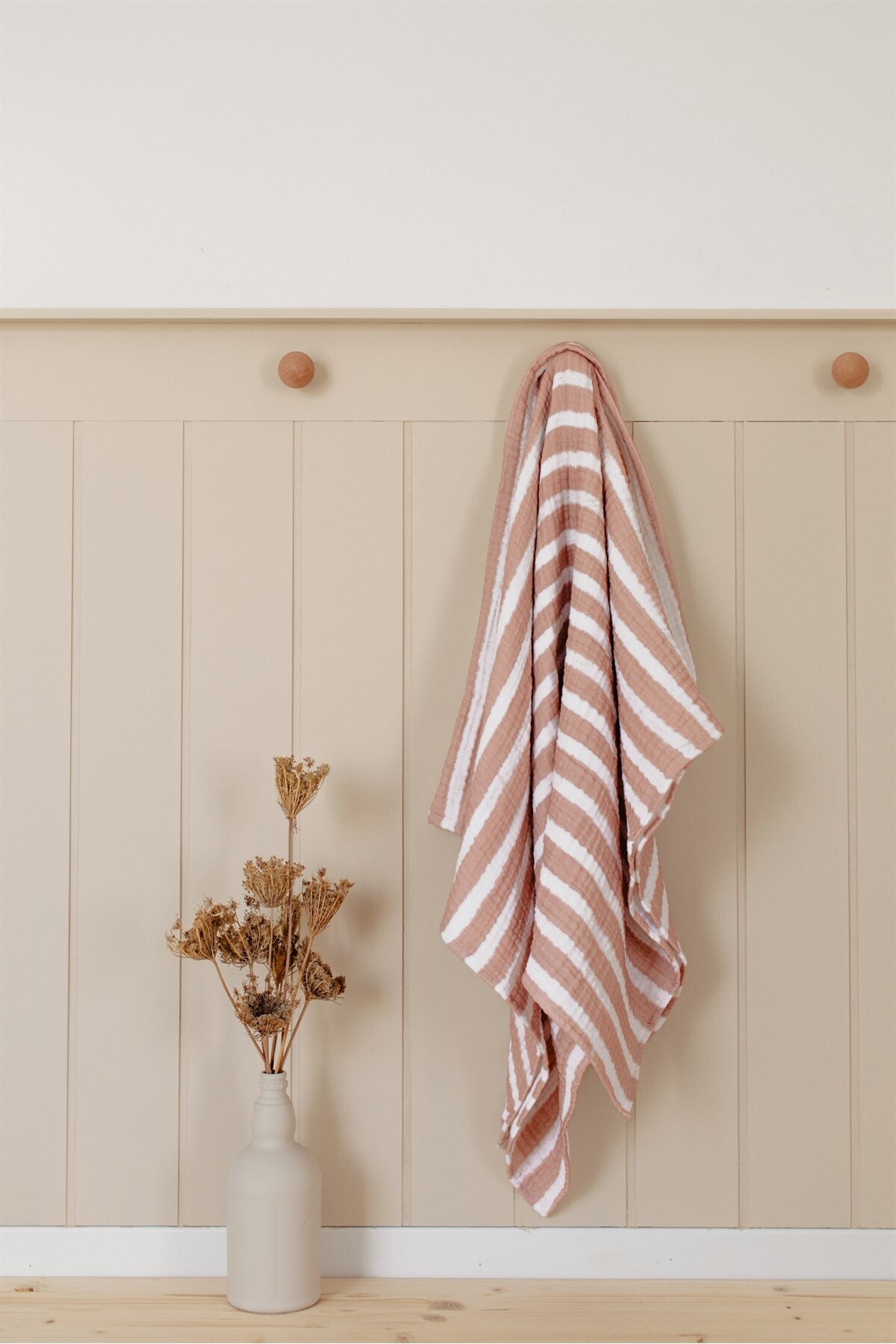 Stripe Series 4-Layer Muslin Blanket 90x120 cm  - Powder Pink