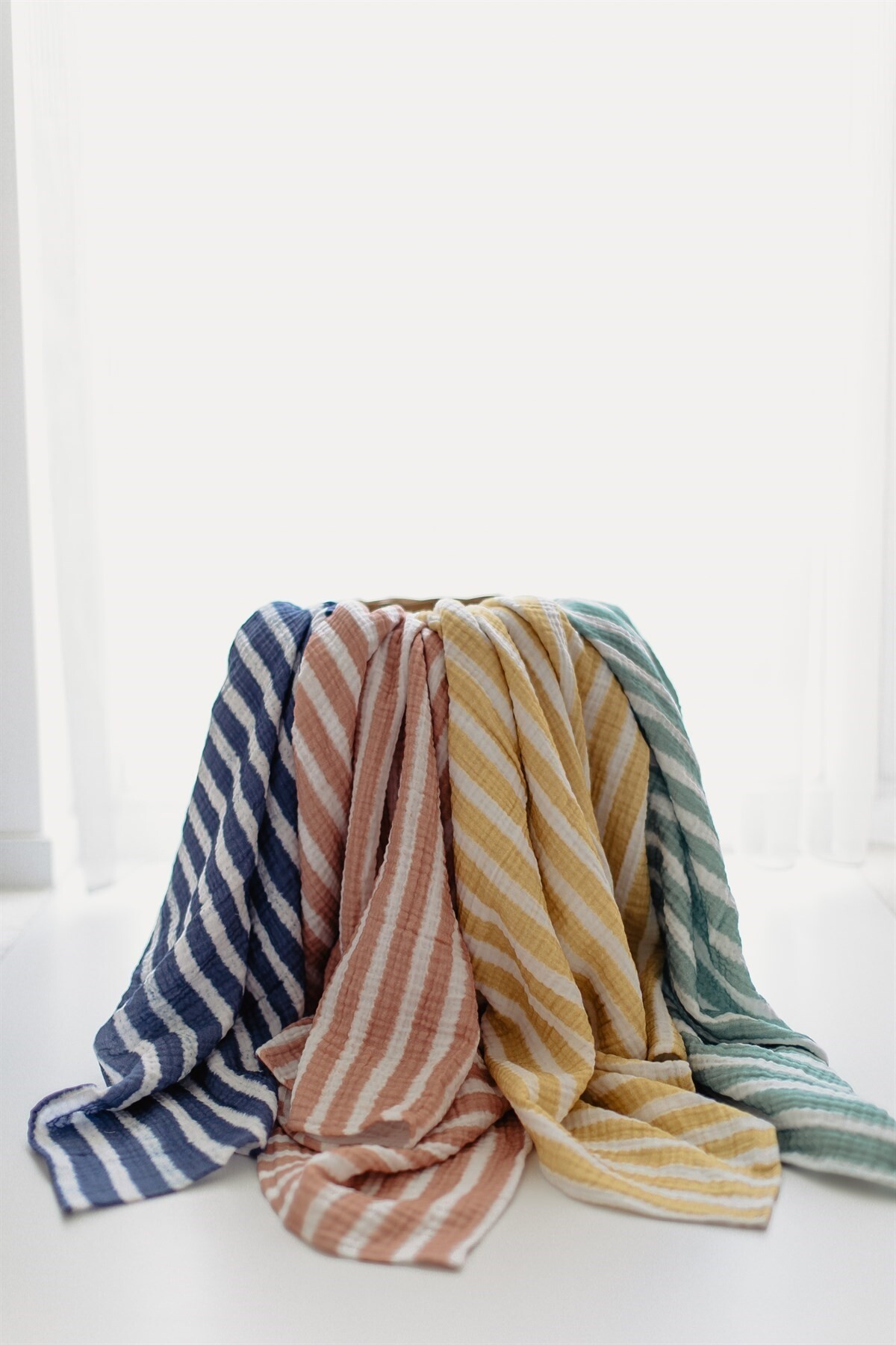 Stripe Series 4-Layer Muslin Blanket 90x120 cm  - Powder Pink