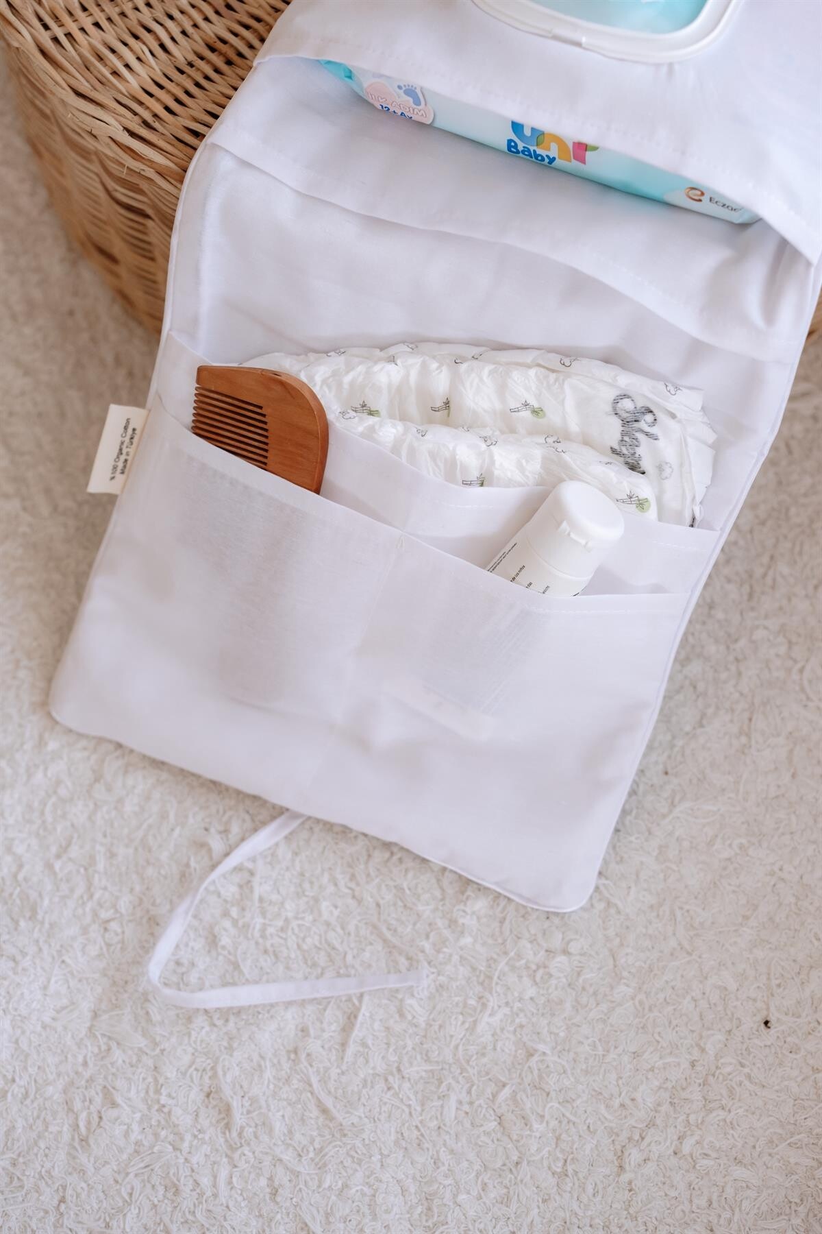 Islak Mendil & Bez Çantası - Bebek Mavisi Çizgili