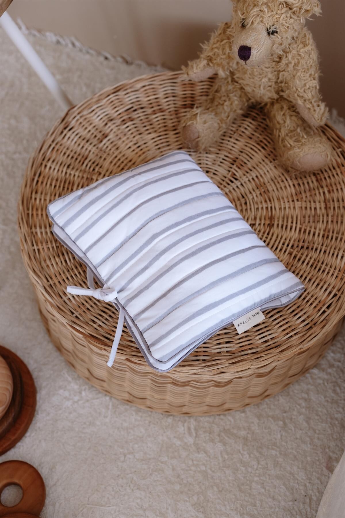 Wet Wipes and Diaper Bag - Grey Striped