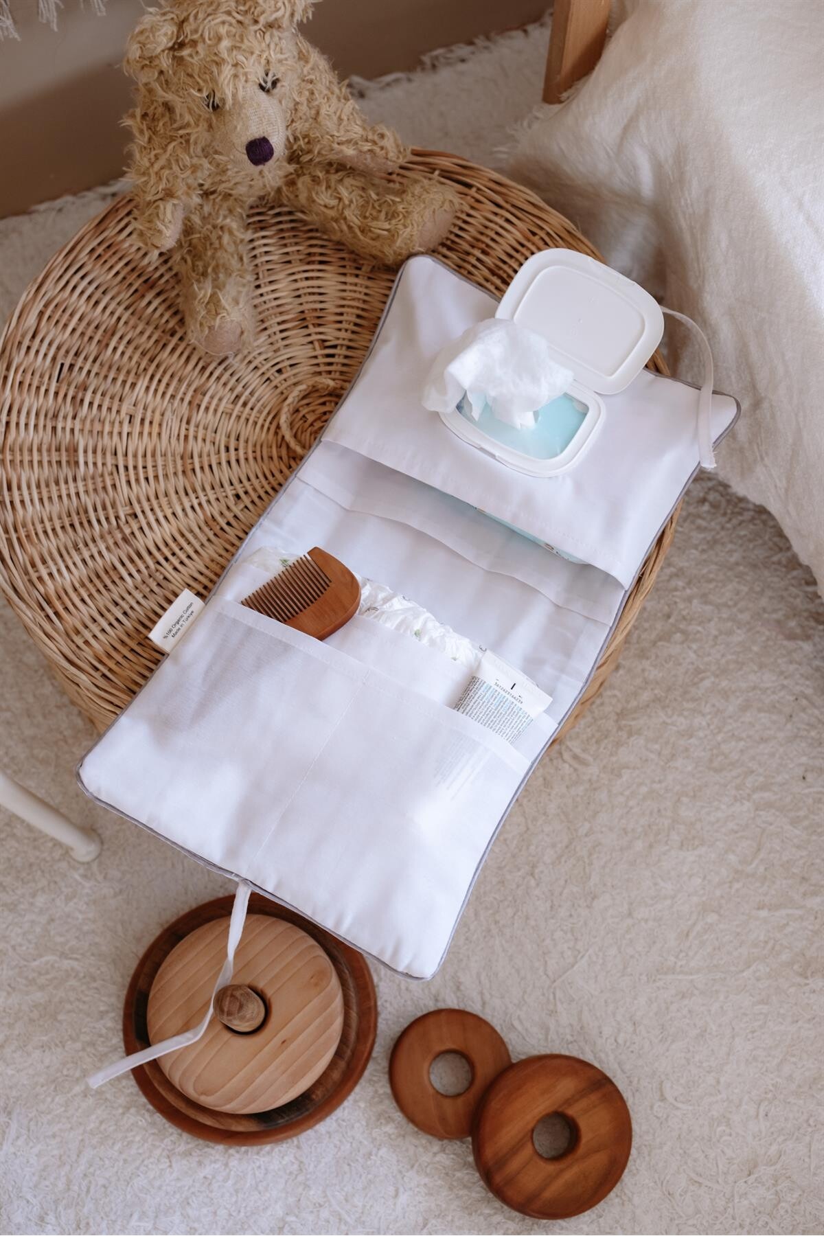 Wet Wipes and Diaper Bag - Grey Striped