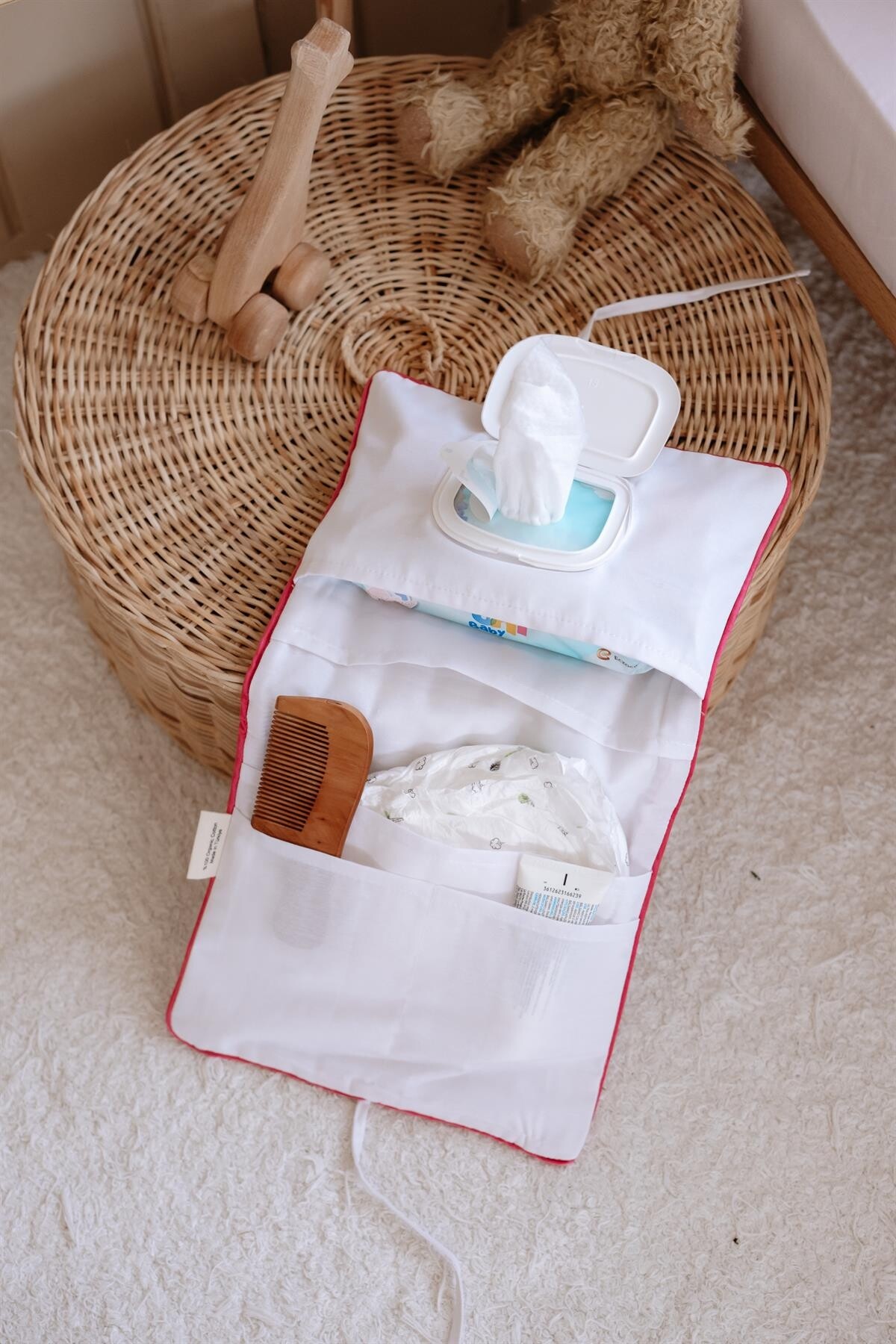 Wet Wipes and Diaper Bag - Pink Striped
