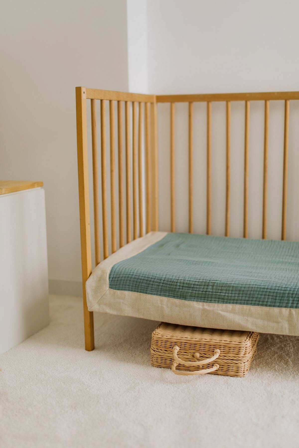 Linen Detailed Muslin Cover - Mint