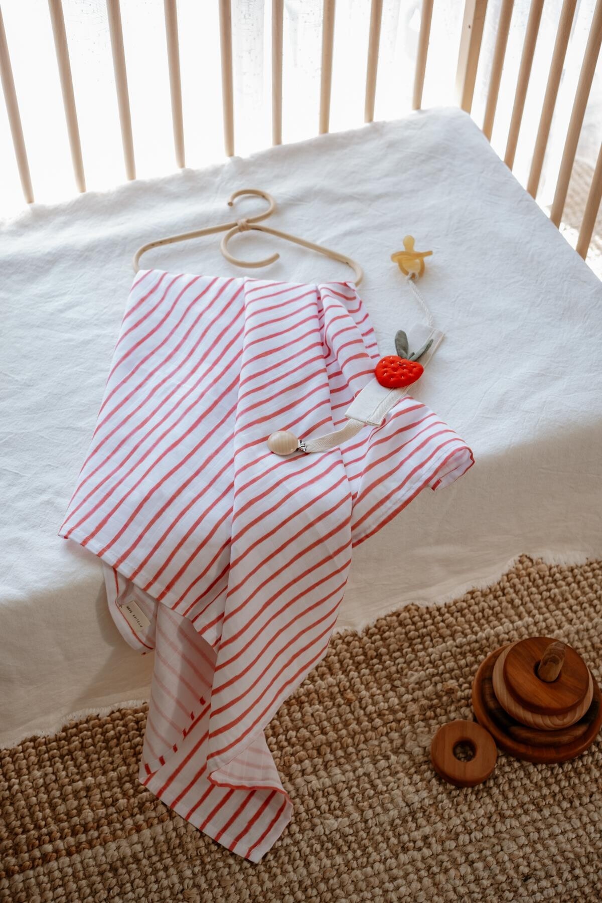 Muslin Swaddle - Red Striped