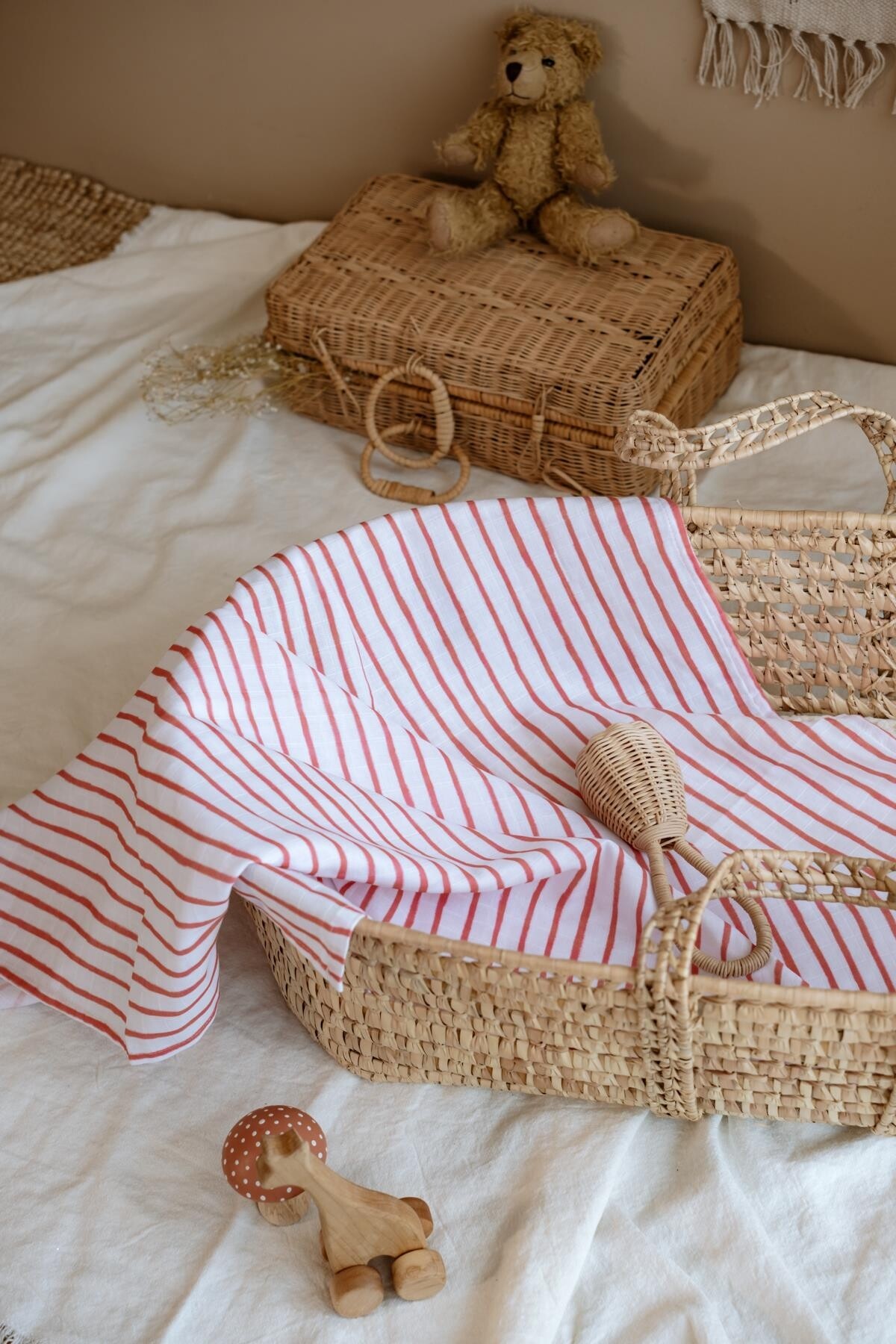 Muslin Swaddle - Red Striped