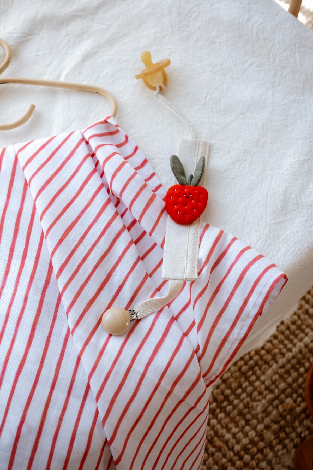 Muslin Swaddle - Red Striped