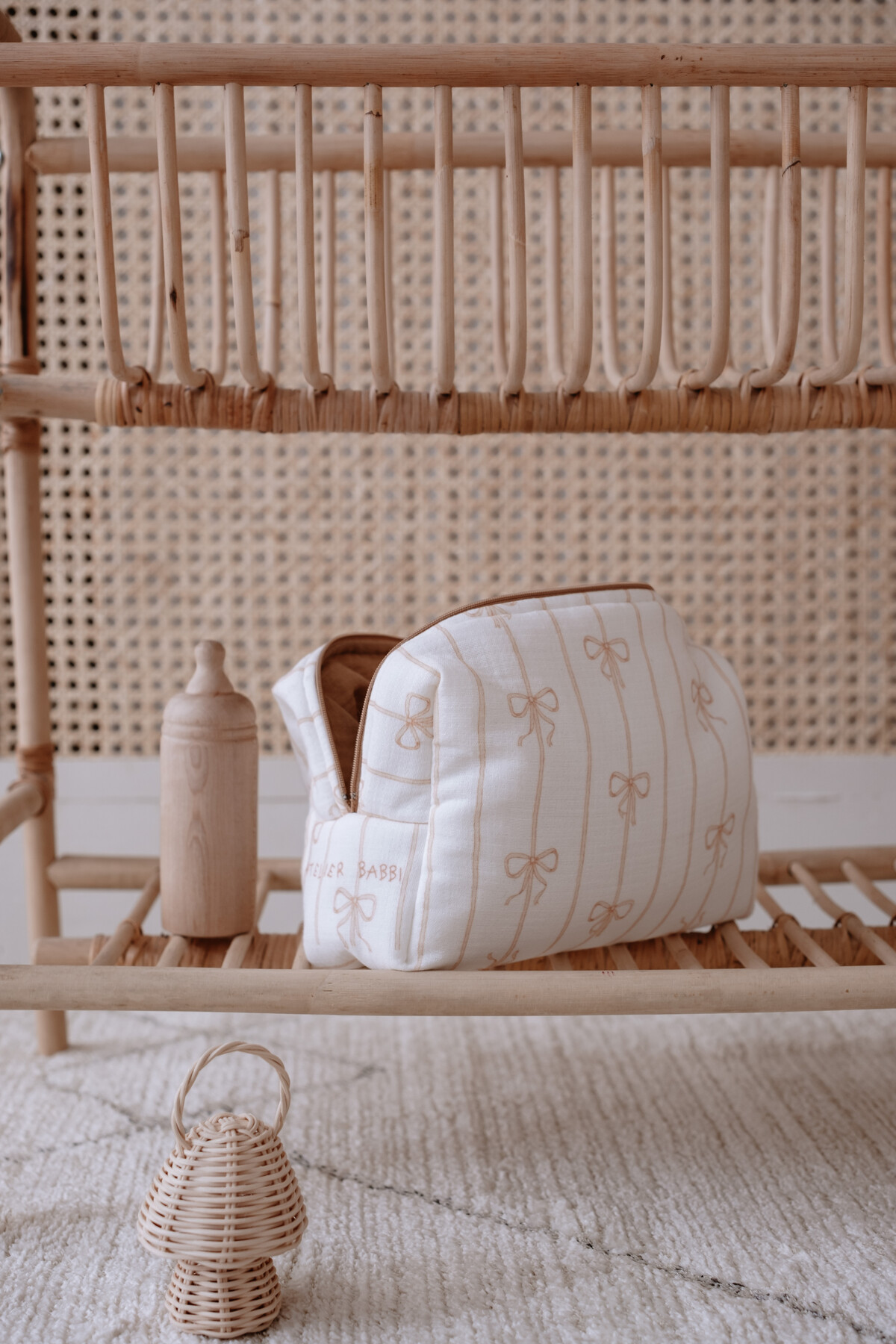 Müslin Bebek Bakım Çantası - Kurdele / Bej