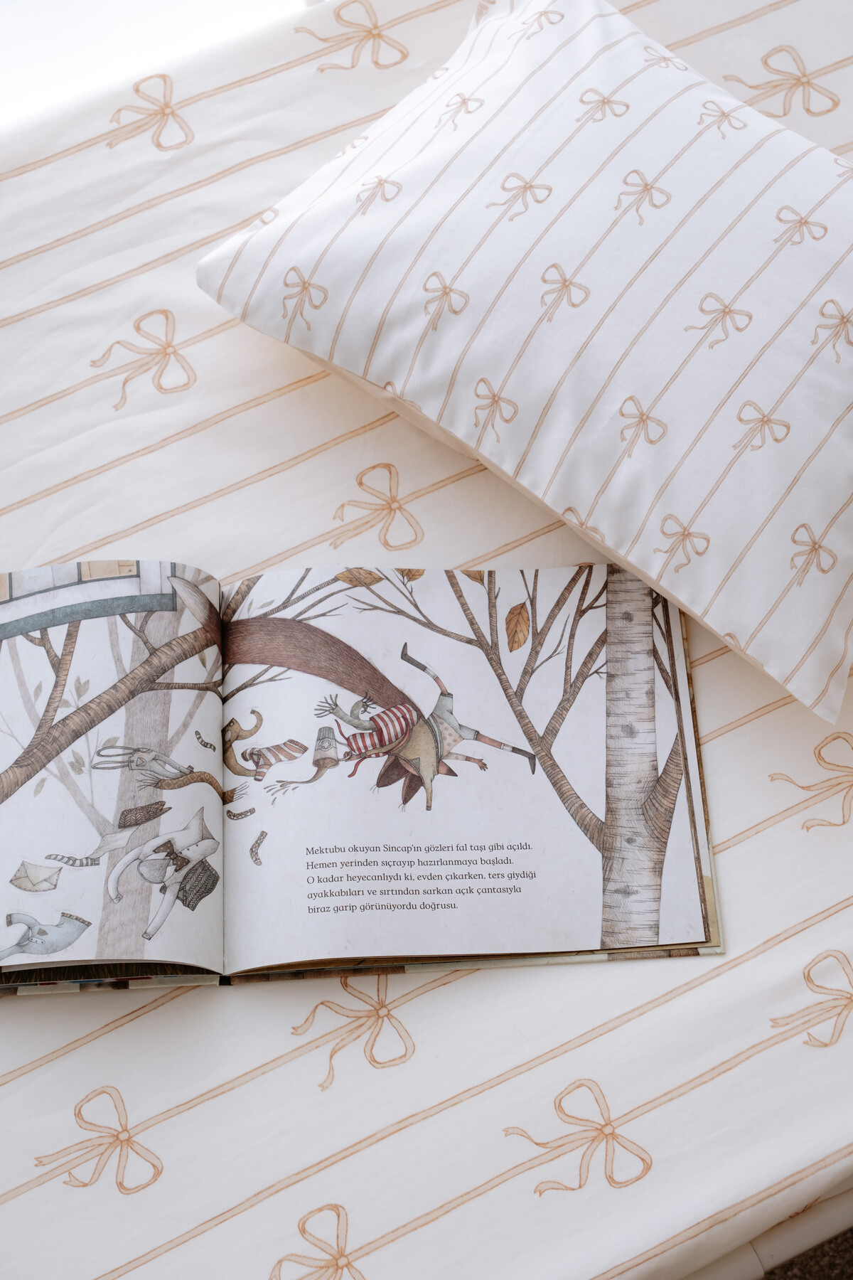 Bebek Çarşaf Takımı - Kurdele / Bej