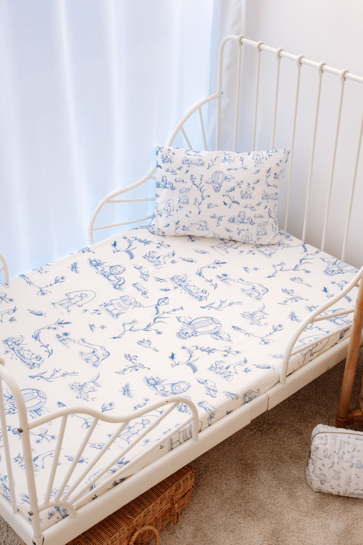 Bebek Çarşaf Takımı - Toile De Jouy / Mavi