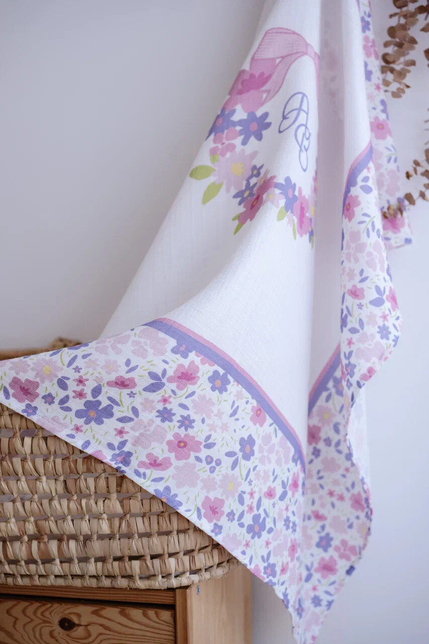 Muslin Swaddle - Tiny Flowers / Pink