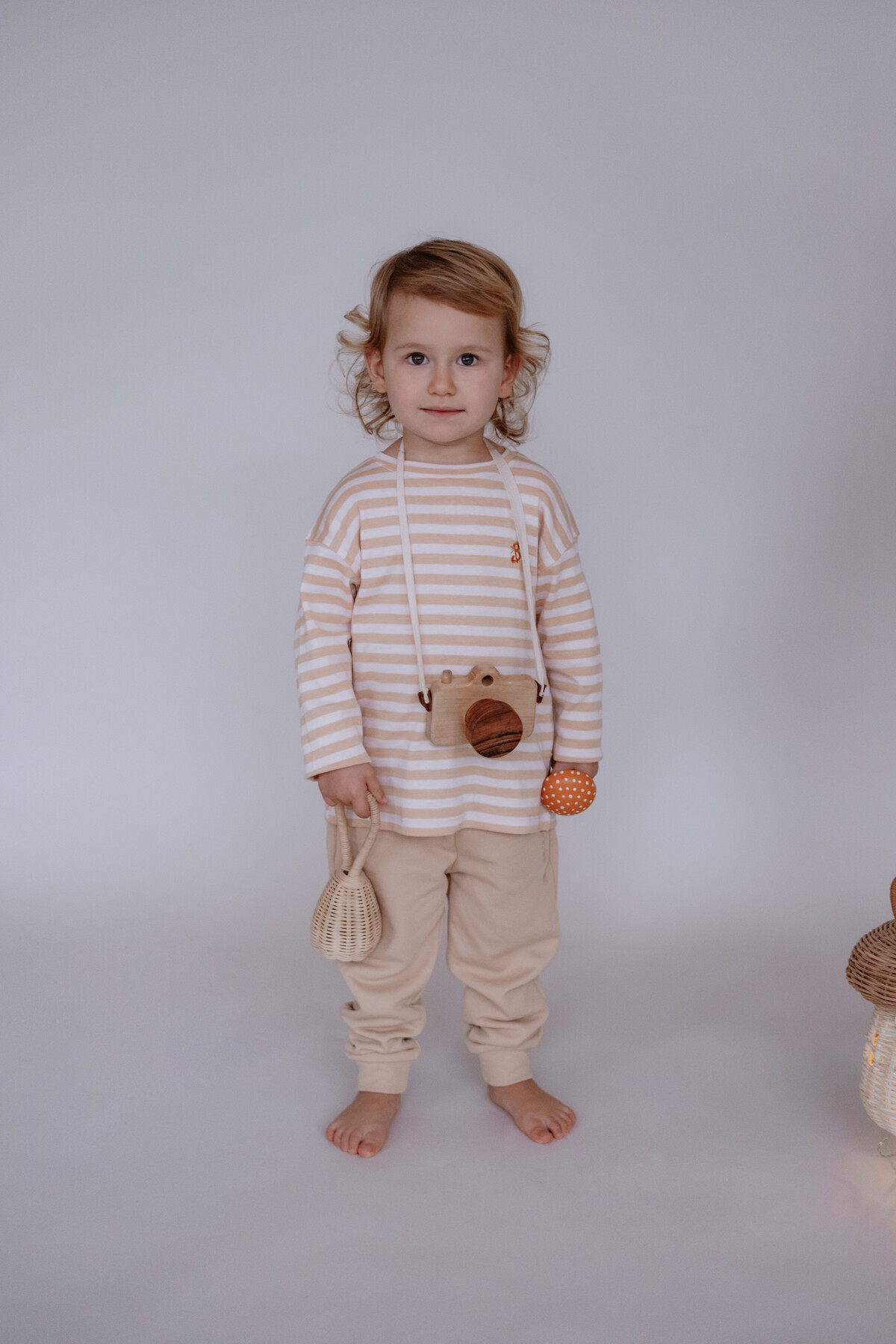 Striped Long Sleeve T-shirt - Beige