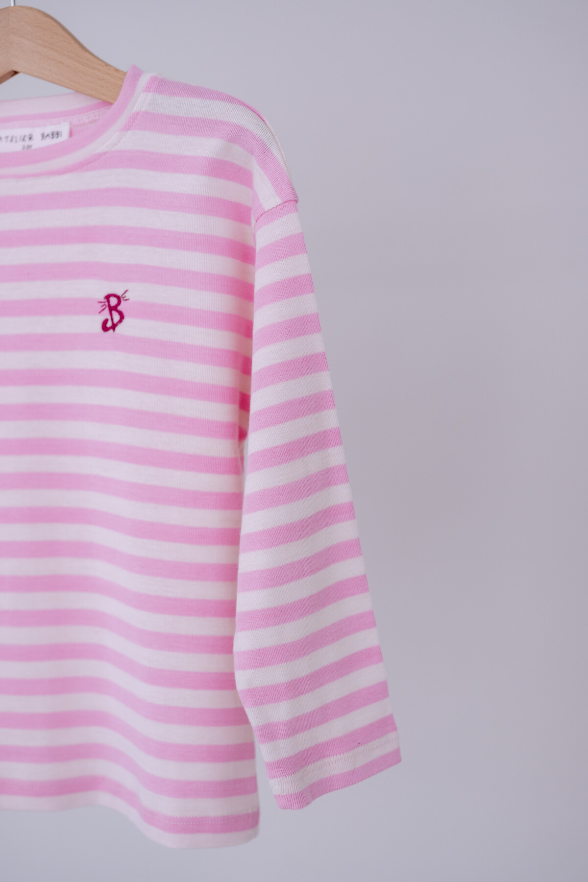 Uzun Kollu T-Shirt / Pembe Çizgili