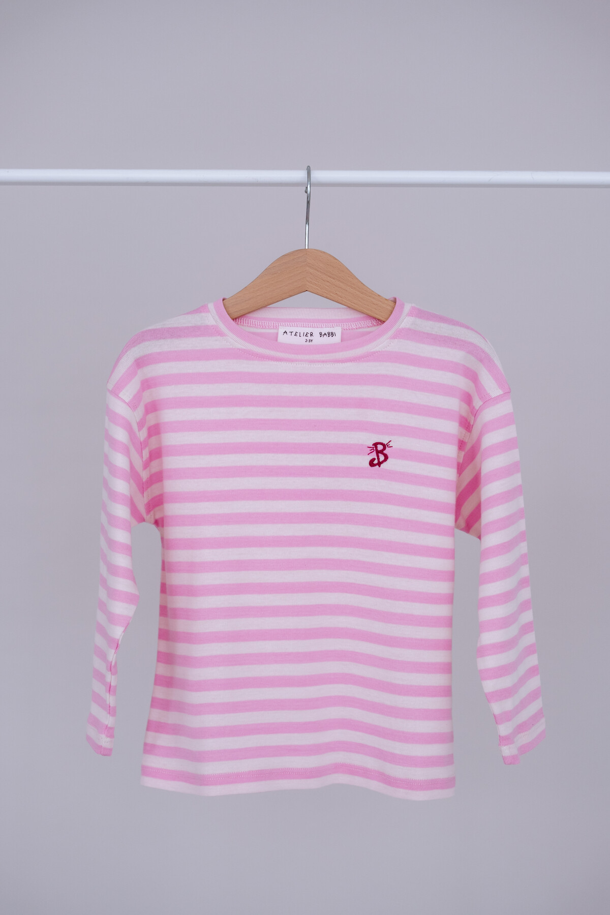 Uzun Kollu T-Shirt / Pembe Çizgili