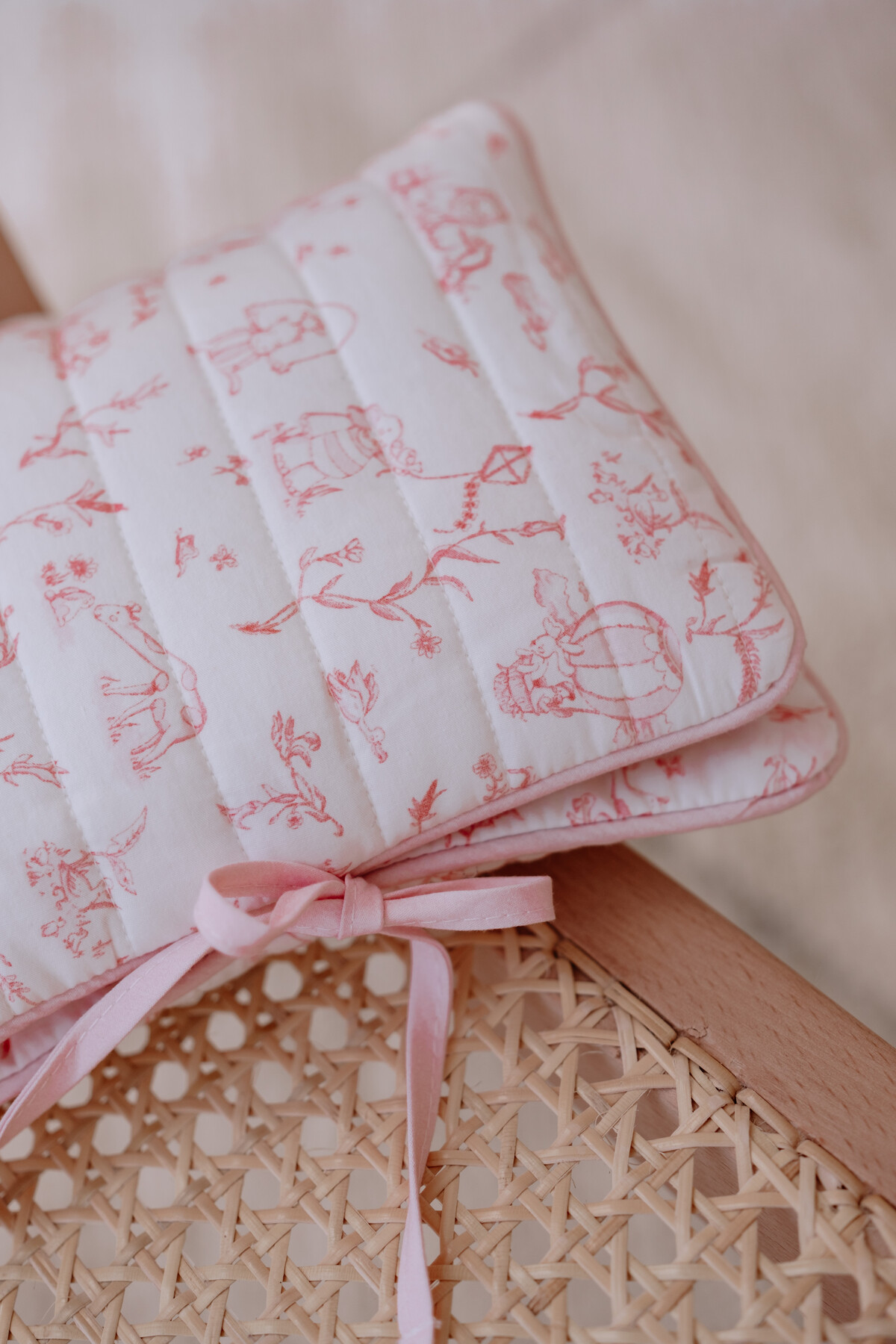 Wet Wipes & Diaper Bag  - Toile De Jouy / Pink