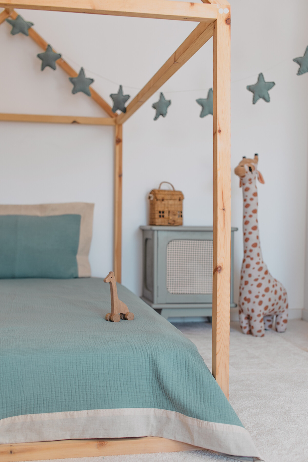 Keten Detaylı Müslin Bebek Pike Takımı - Mint