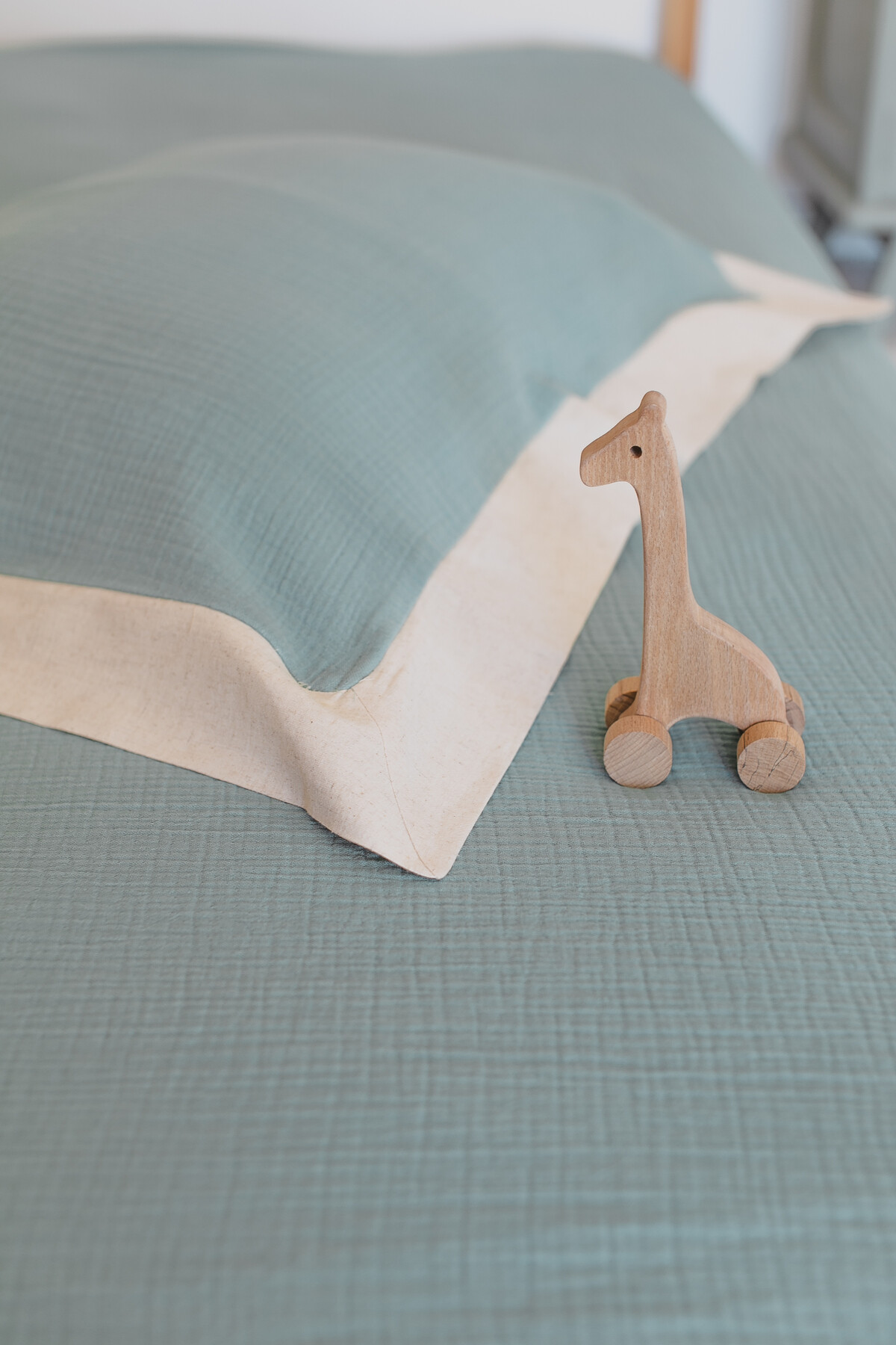 Keten Detaylı Müslin Bebek Pike Takımı - Mint