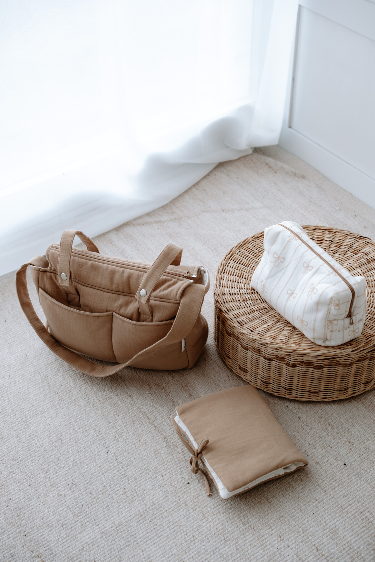 Müslin Anne Çantası - Kurdele / Bej