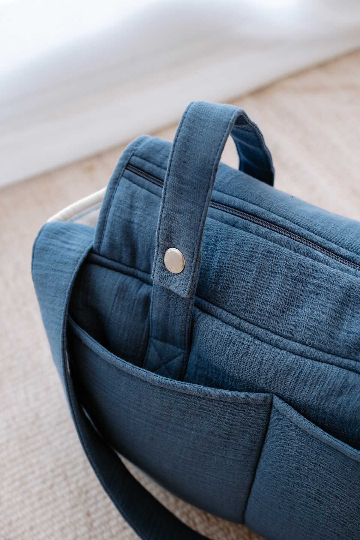 Muslin Mother Bag  - Ribbon / Indigo