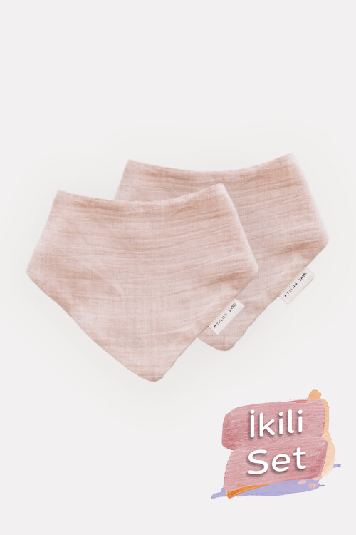 2 Piece Muslin Baby Bib Set - Powder