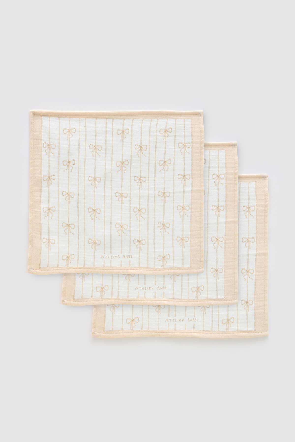 3Lü Ağız Bezi Seti - Kurdele / Bej