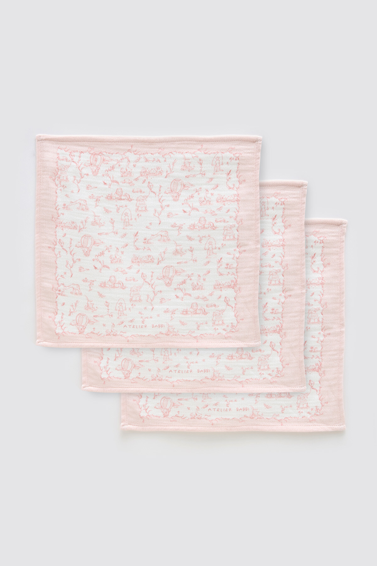 Mouth Cloth Set - 3 Piece / Toile De Jouy - Pink