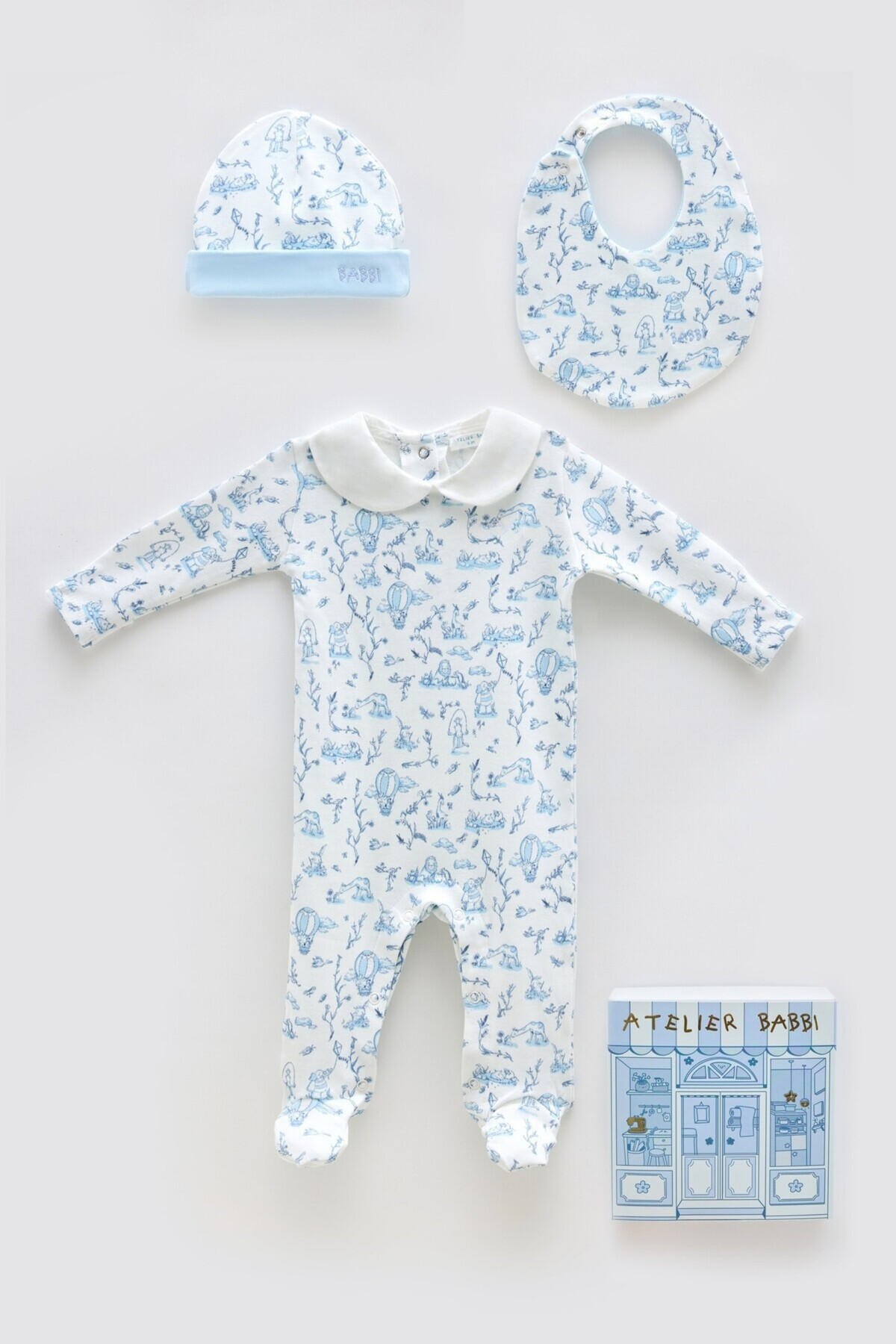 NEWBORN SET (3-PIECE) - TOILE DE JOUY / BLUE