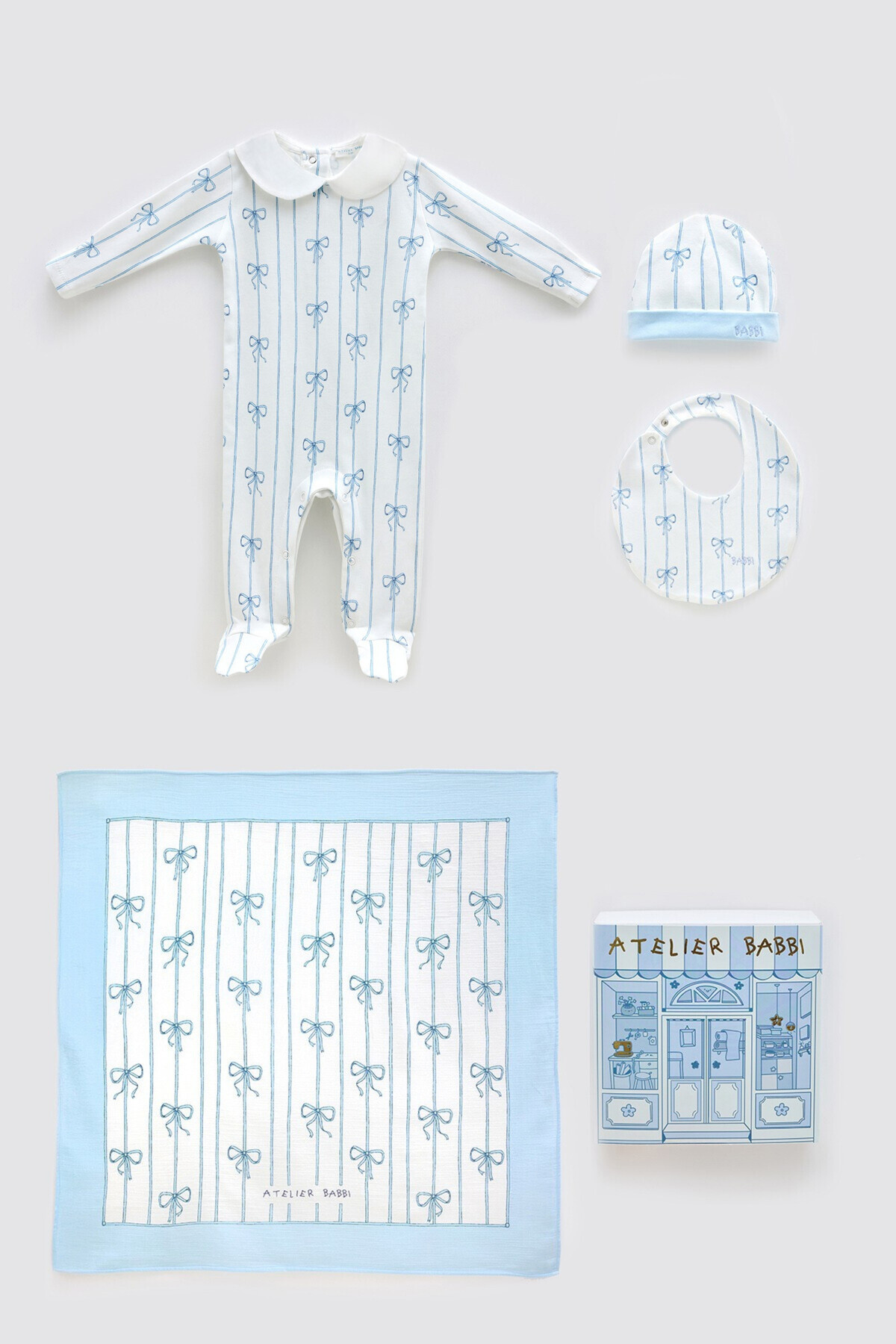 NEWBORN SET (4-PIECE) - RIBBON/BLUE