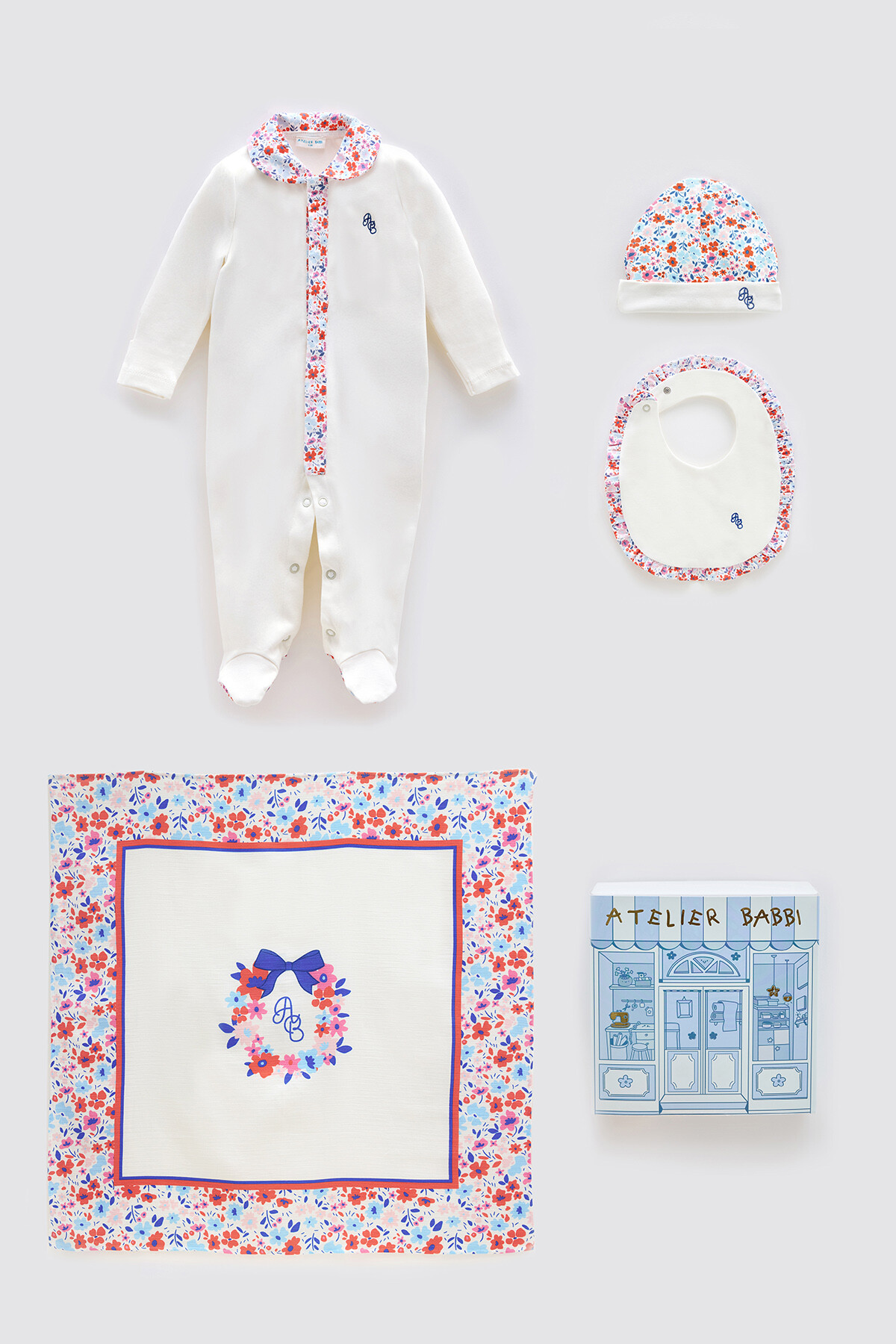 4Lü Yenidoğan Seti - Minik Çiçekler / Kırmızı