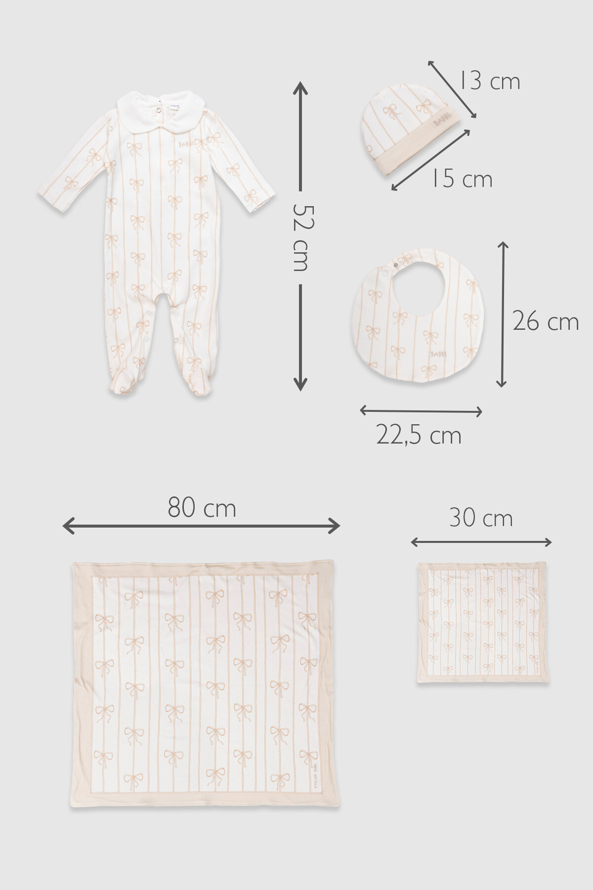 Newborn Set (5 Piece) - Ribbon/Beige