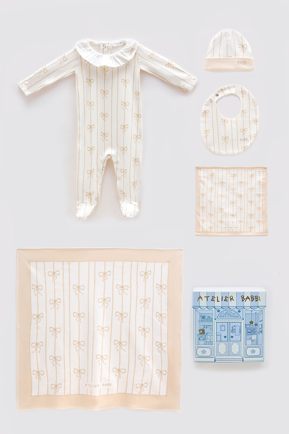 Newborn Set (5 Piece) - Ribbon/Beige