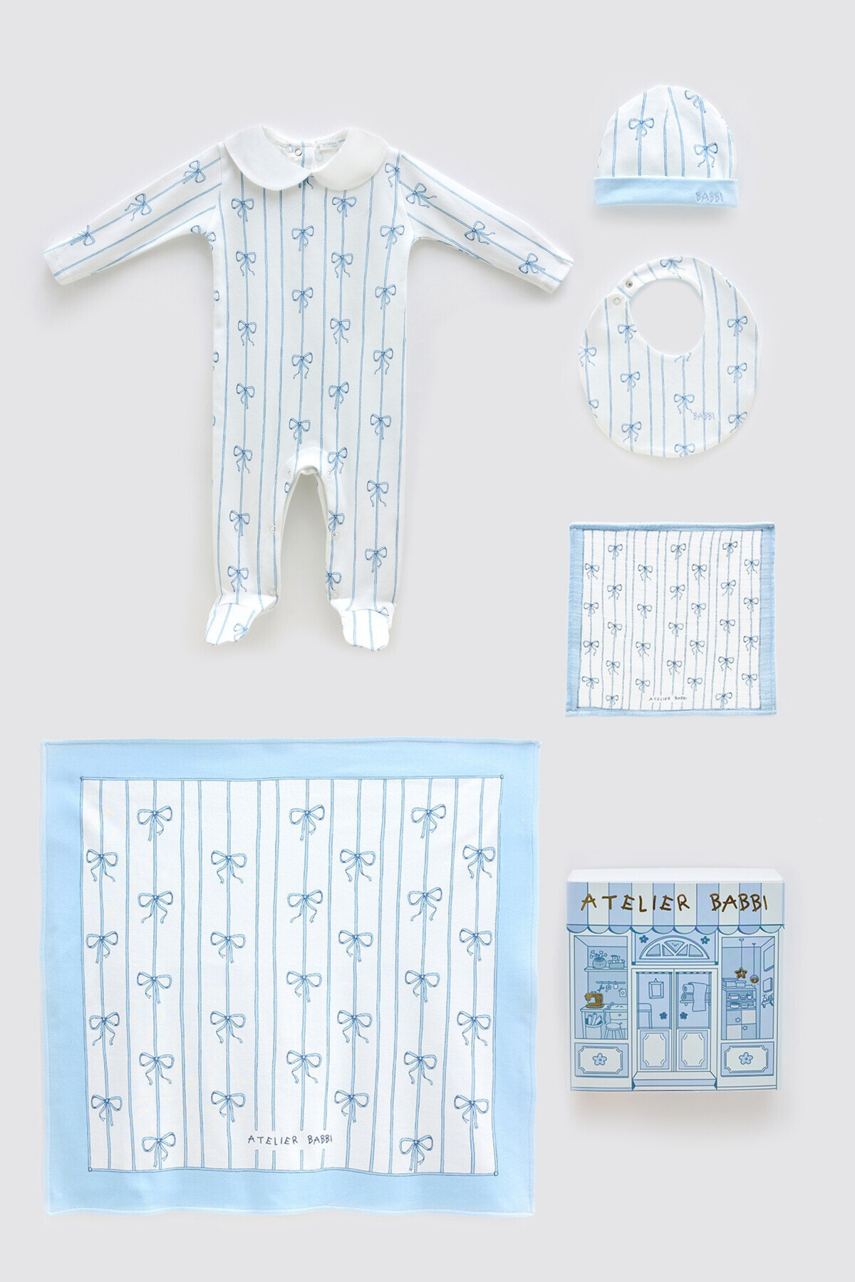 Newborn Set (5 Piece) - Ribbon/Blue