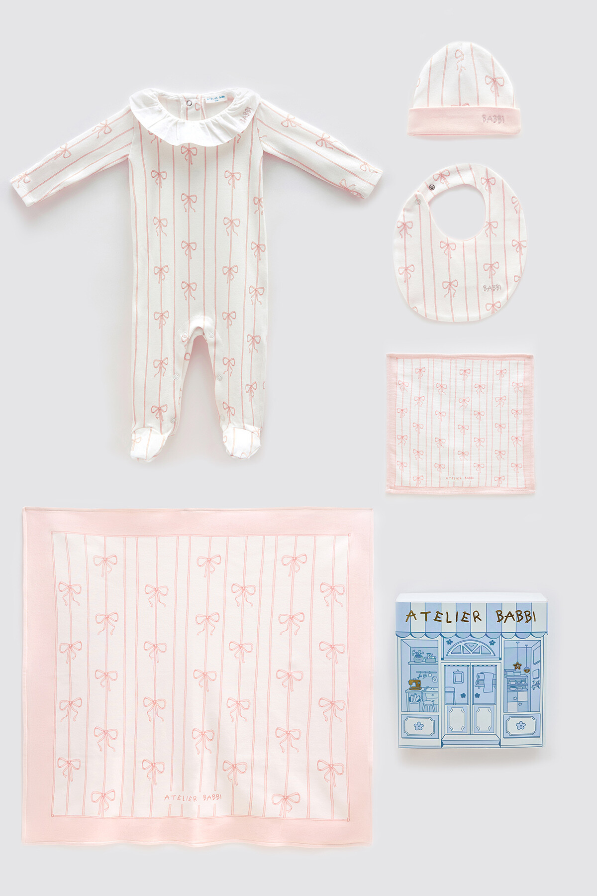 Newborn Set (5 Piece) - Ribbon / Pink