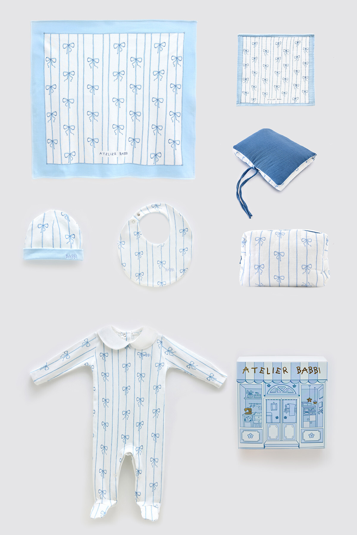 Newborn Set (7 Piece) - Ribbon / Blue
