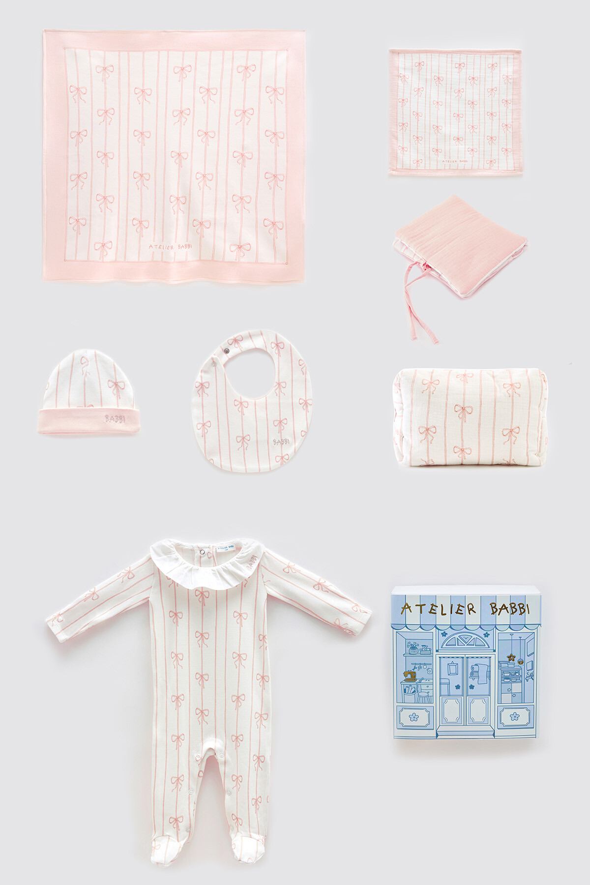 Newborn Set (7 Piece) - Ribbon / Pink