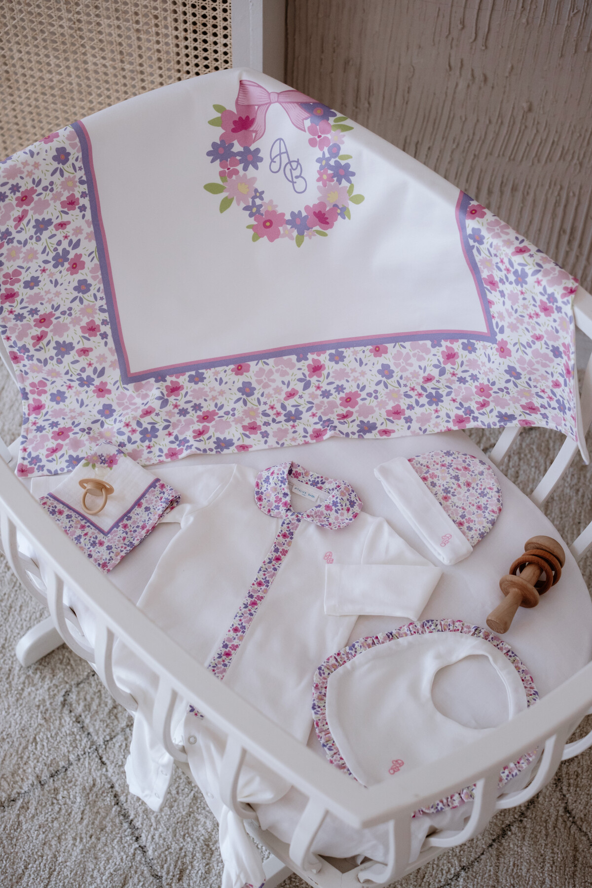 Newborn Set (7 Piece) - Tiny Flowers / Pink