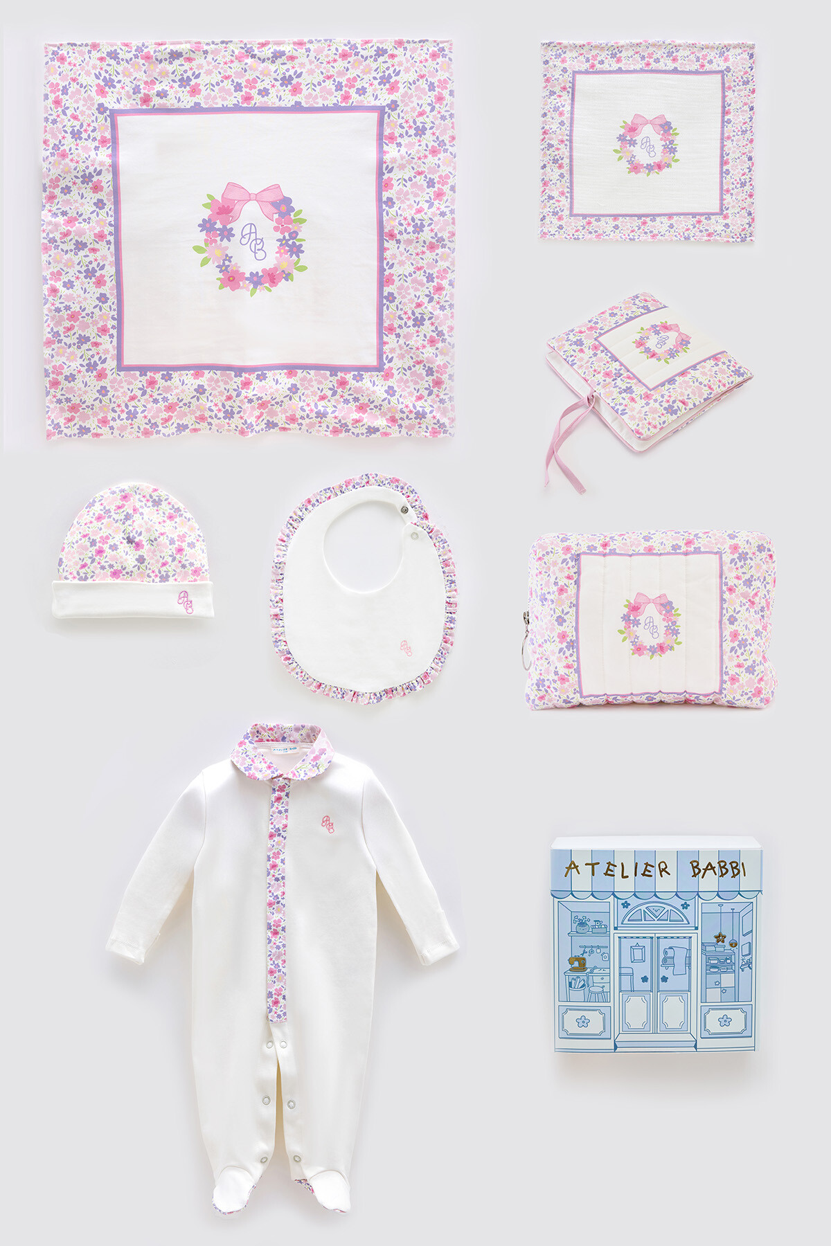 Newborn Set (7 Piece) - Tiny Flowers / Pink