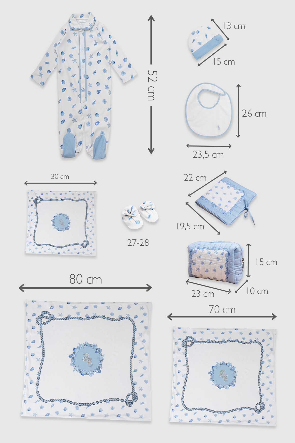 Newborn Set (9 Piece) - Sea Shells