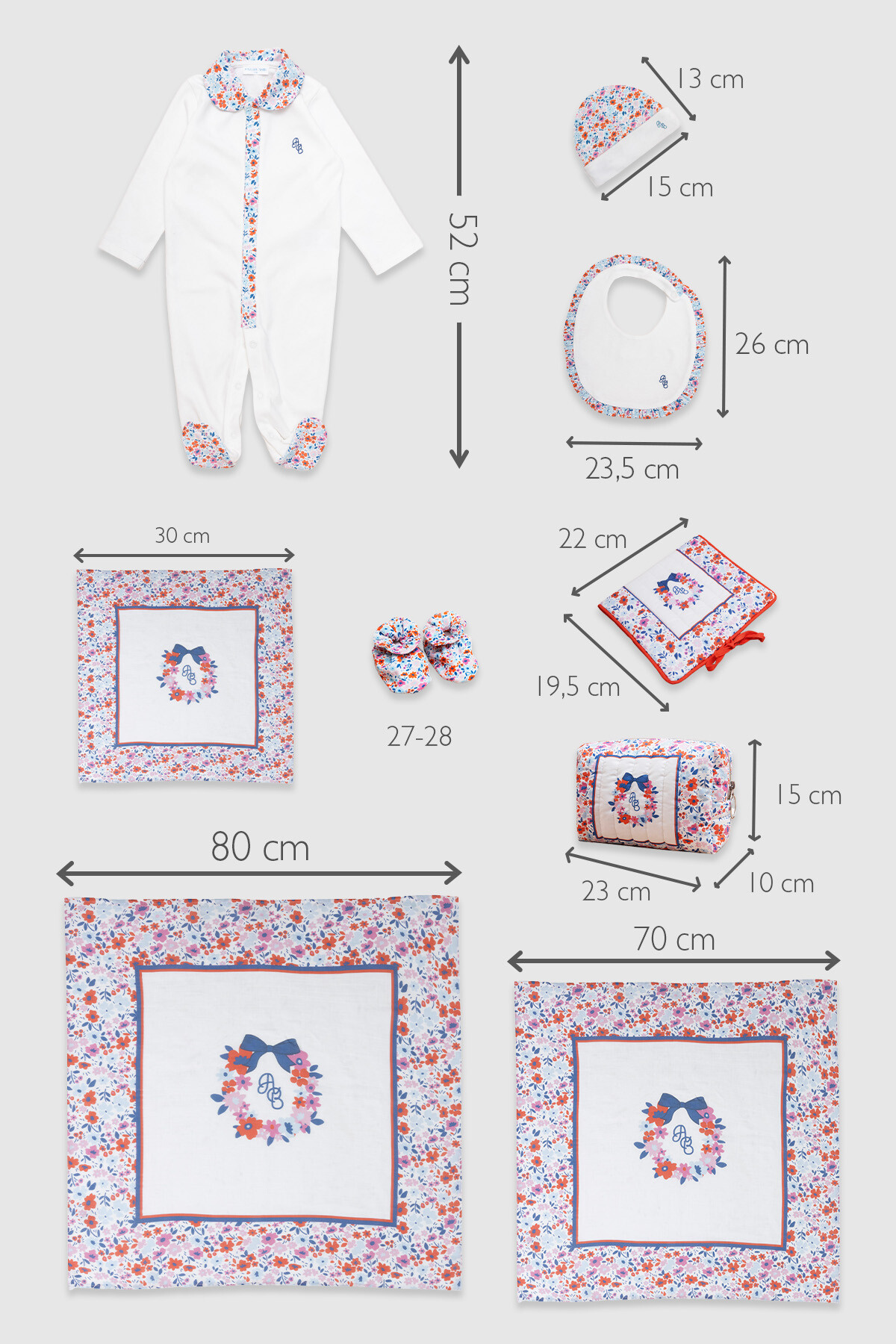 9Lu Yenidoğan Seti - Minik Çiçekler / Kırmızı