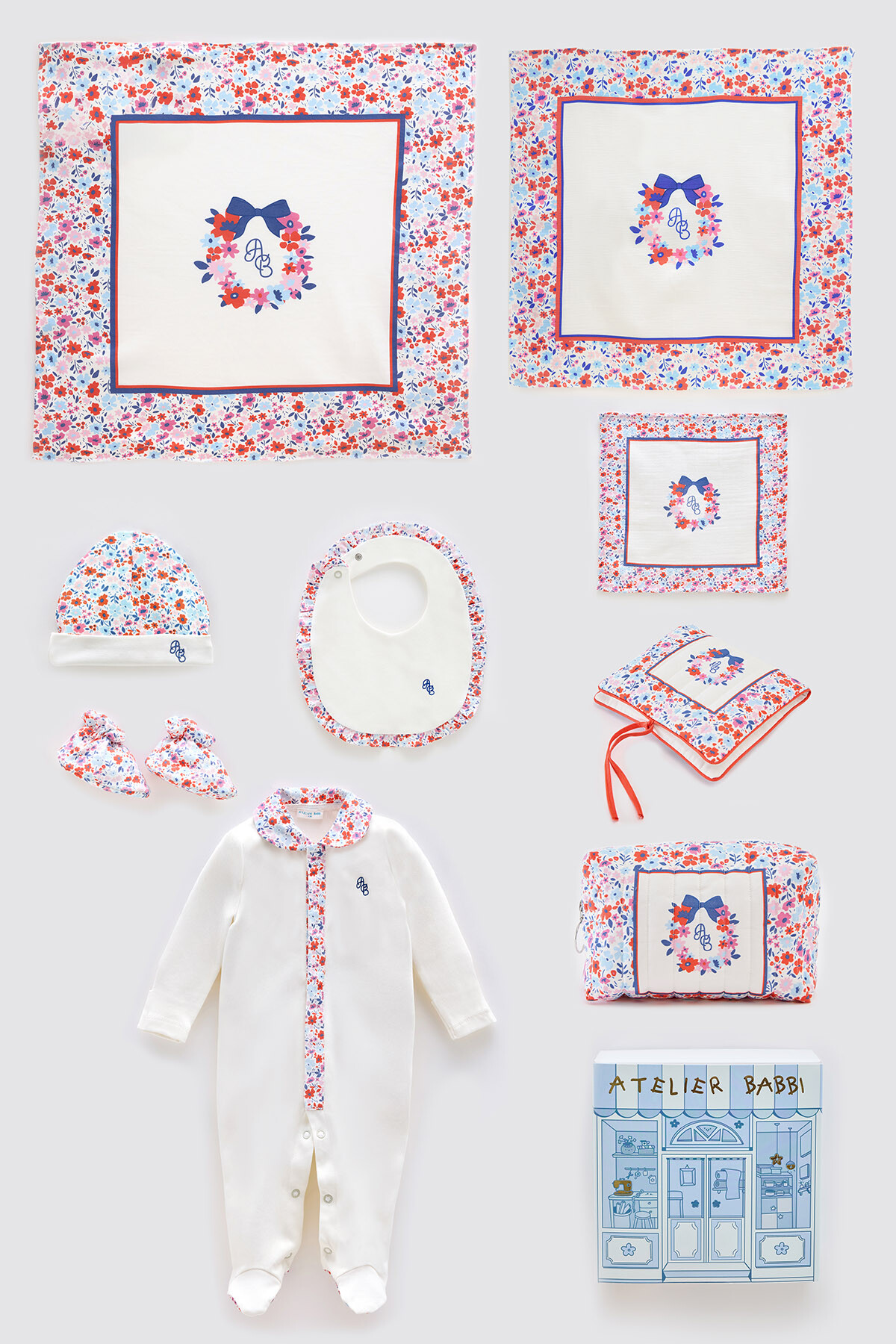 9Lu Yenidoğan Seti - Minik Çiçekler / Kırmızı