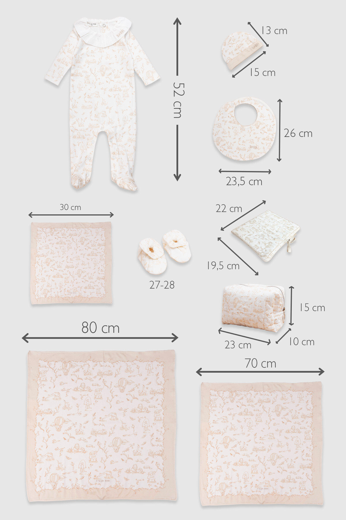 9Lu Yenidoğan Seti - Toile De Jouy / Bej