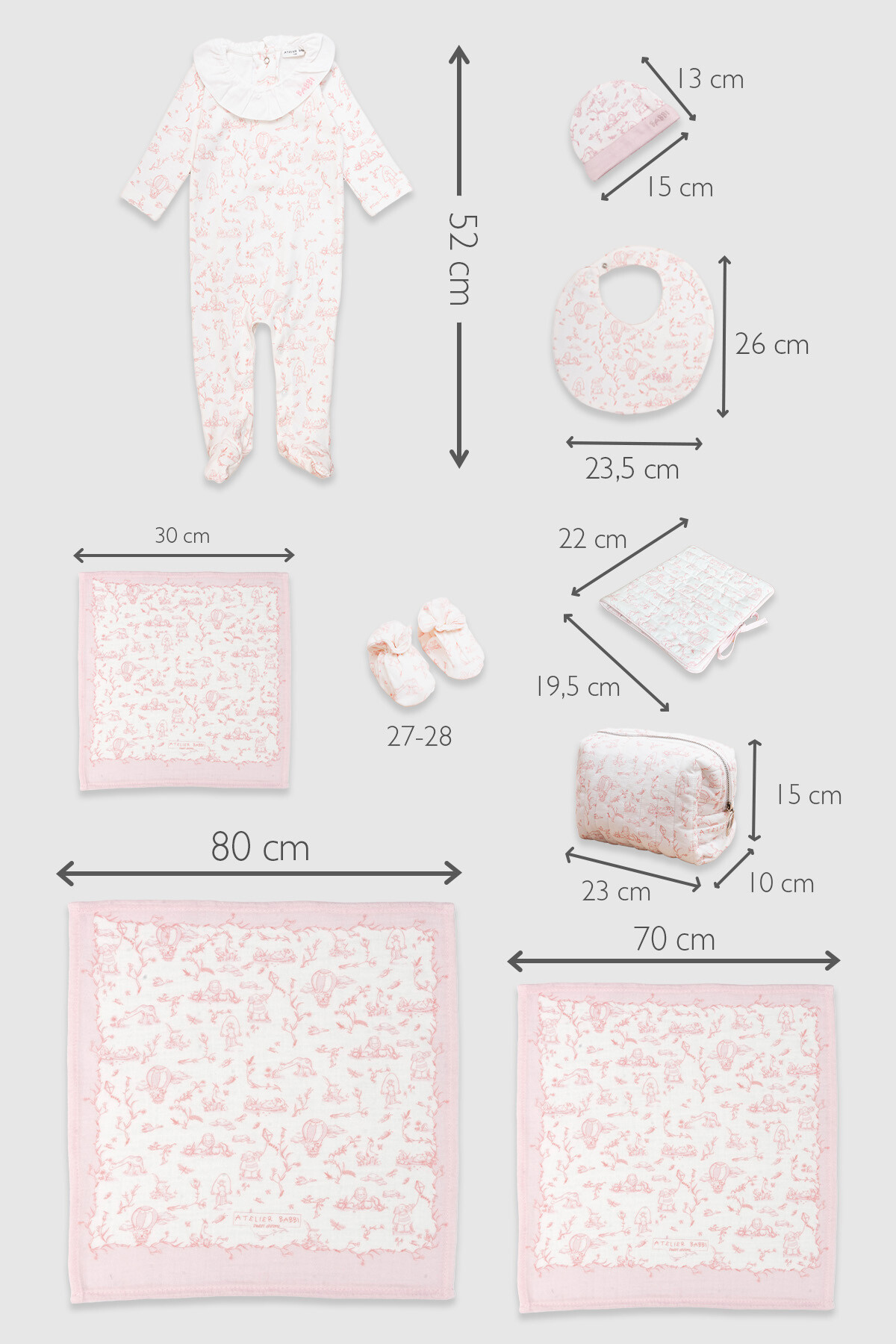 9Lu Yenidoğan Seti - Toile De Jouy / Pembe