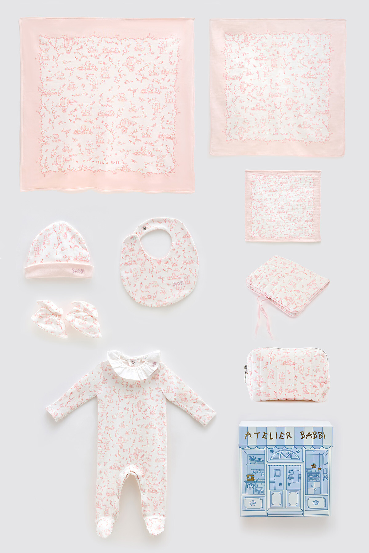 9Lu Yenidoğan Seti - Toile De Jouy / Pembe