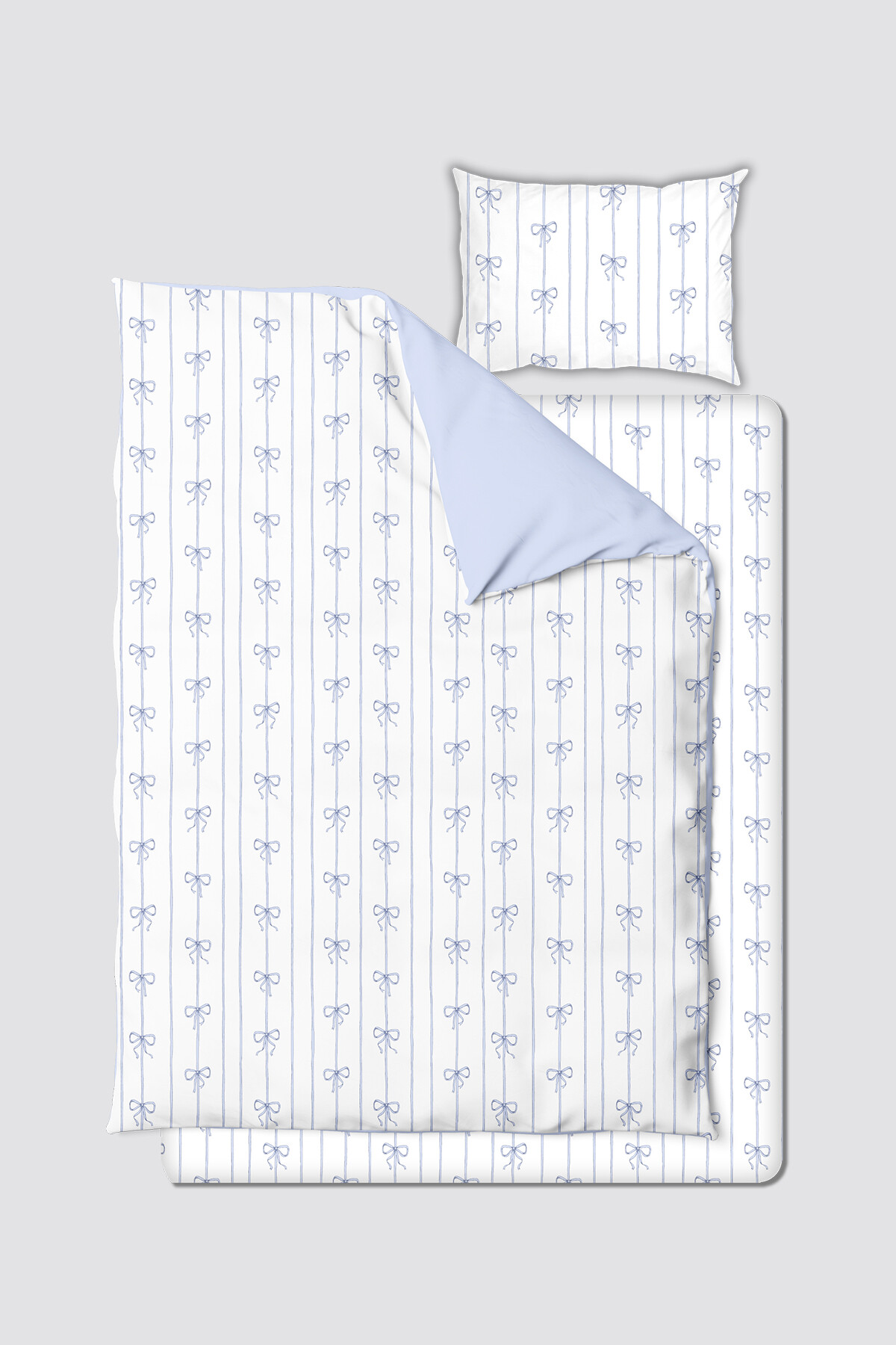 BABY/CHILD DUVET COVER SET - RIBBON / BLUE