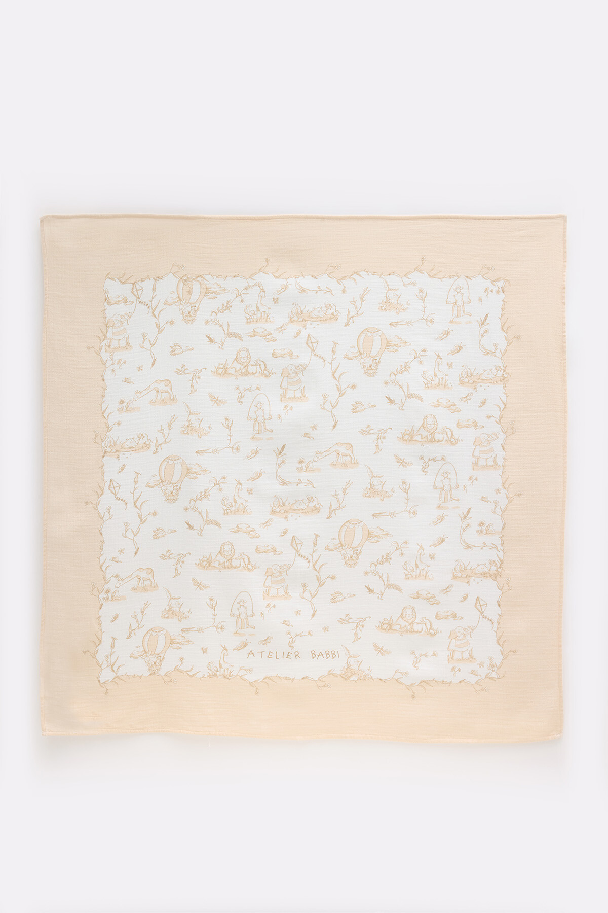 Çift Katlı Müslin Bebek Örtüsü - Toile De Jouy / Bej