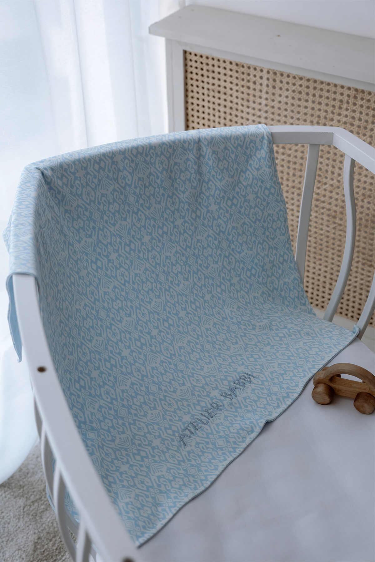 Çift Taraflı Bebek Battaniyesi - İkat / Mavi