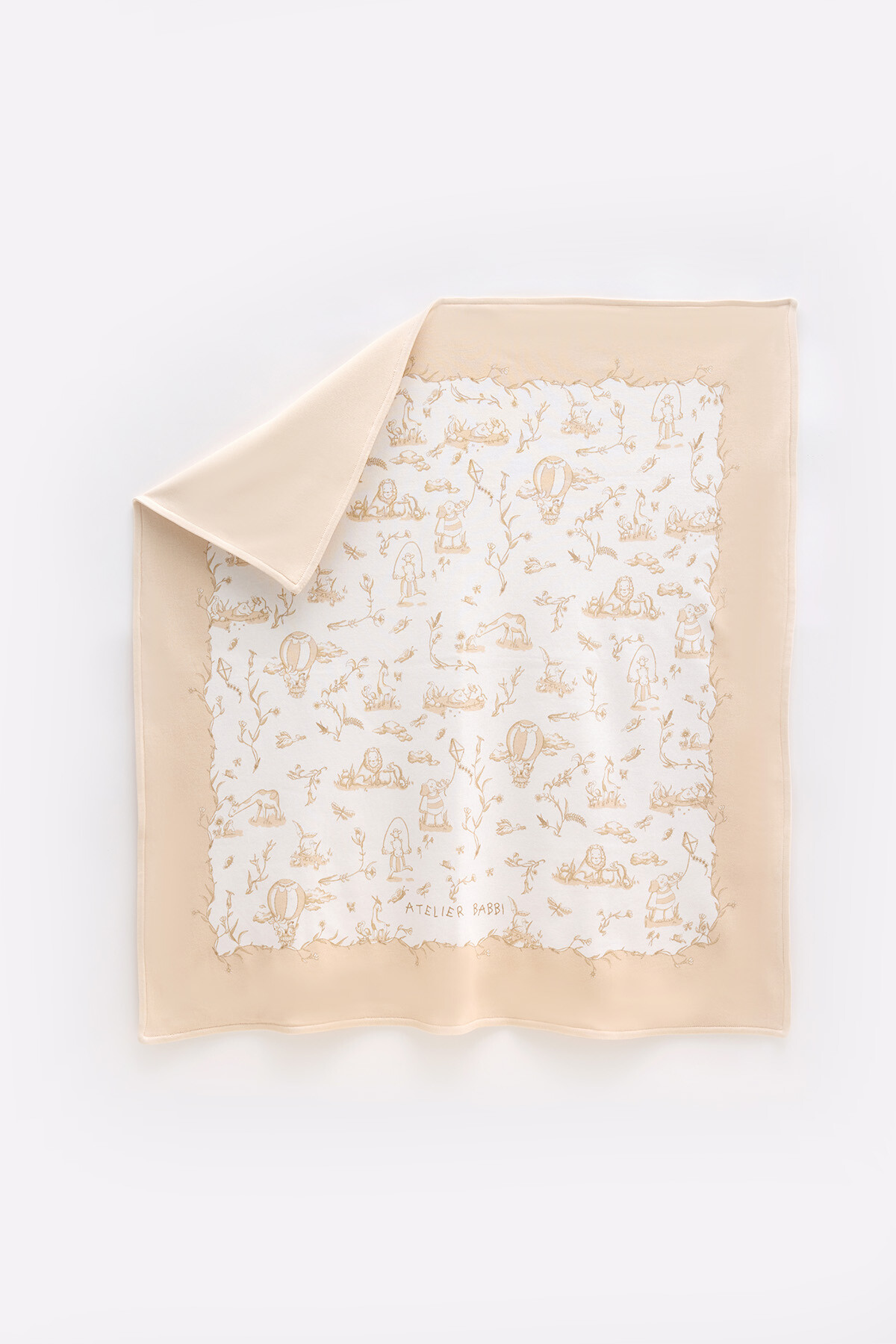 Double Sided Blanket - Toile De Jouy / Beige