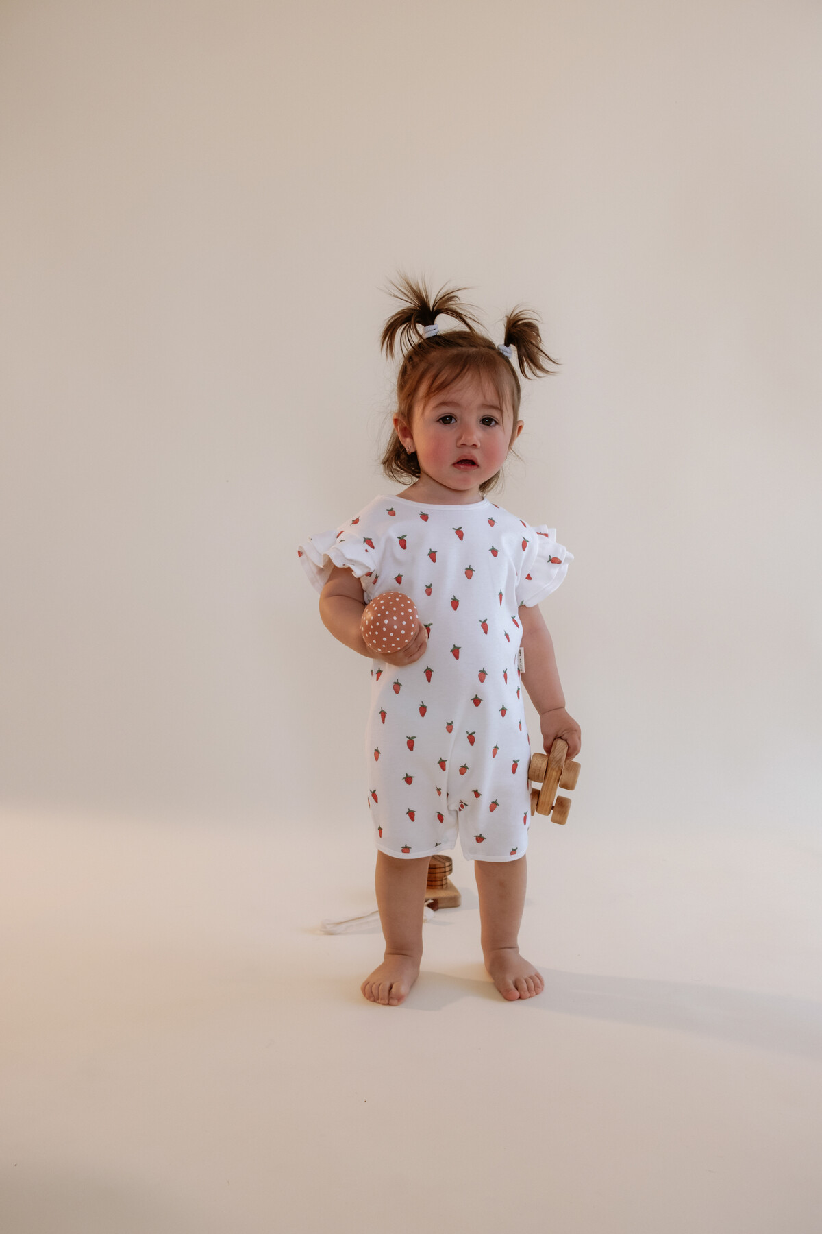 Fırfırlı Bebek Romper - Çilek Desenli