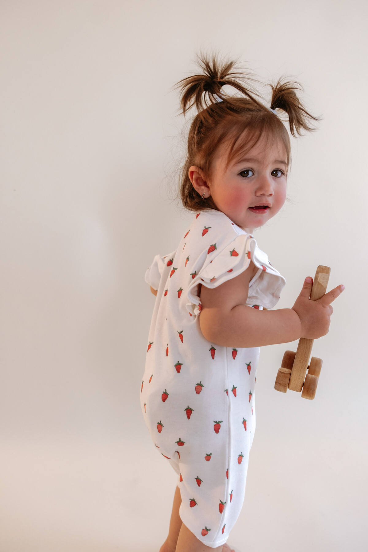 Fırfırlı Bebek Romper - Çilek Desenli